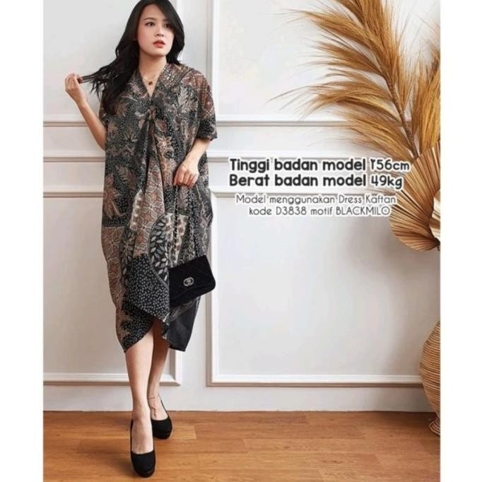 Kaftan Batik Pendek Wanita Dress Pesta Party Kondangan Jumbo Big Size