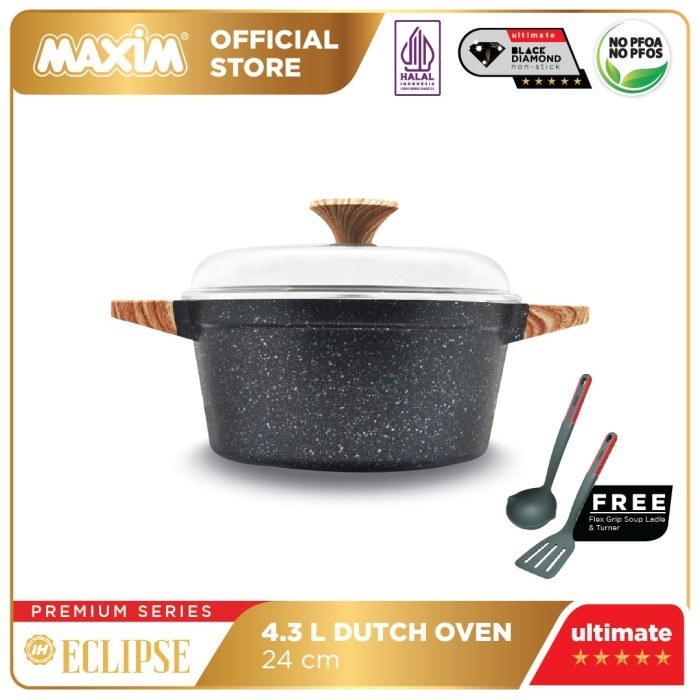 Maxim Eclipse Panci Teflon Anti Lengket 24Cm + Tutup Kaca