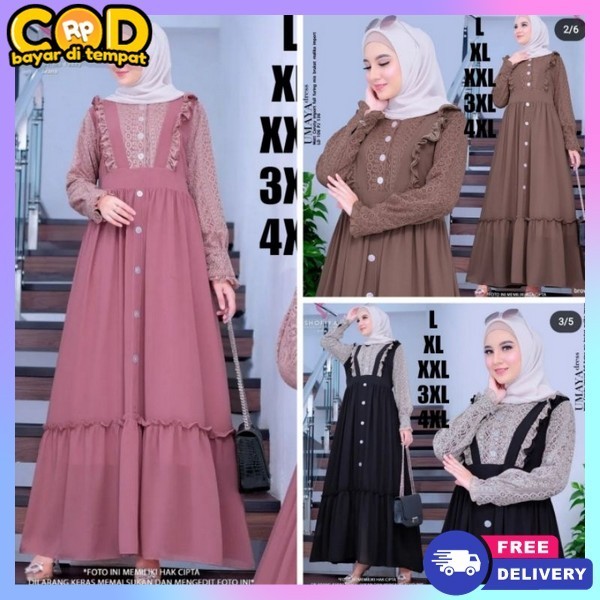 Jumbo Juba Dress Panjang Fashion Wanita Baju Lebaran Hari Raya Idhul Adha Dress Baj Ganis Lengan Pnj