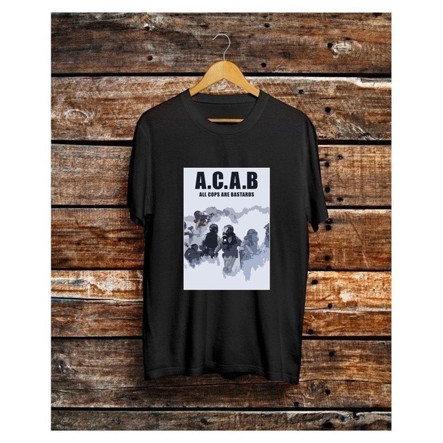 Kaos T Shirt Pria Acab Ultras Hooligan Brutality Police