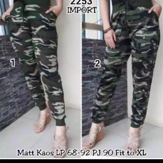 Celana senam wanita modelJoker army/loreng..bahan import adem..