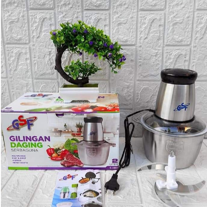 Chopper Blender Penggiling Daging Stainless Gsf G-3802