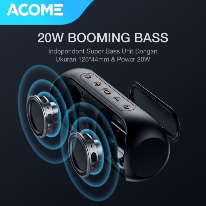 Acome Super Bass Wireless Speaker Bluetooth 5.0 20W Ipx7 Rgb A20 Fagenor