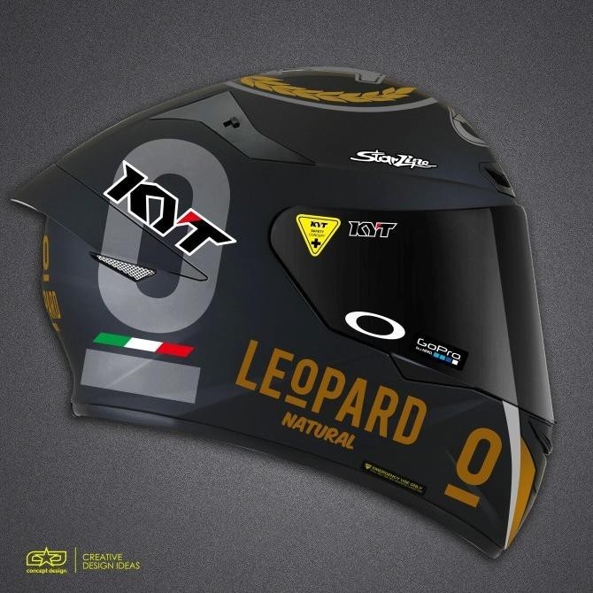 Stiker / Sticker Helm Kyt Full Set Gold Leopard - Dalla Porta 2