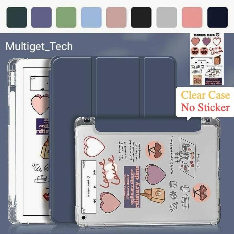 Smart Case Ipad Soft Foldable Clear Transparent Silicone Case With Pen Holder Slot Premium Pastel Co