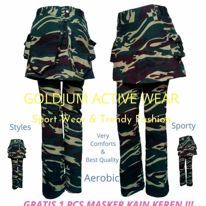 Celana Rok Senam Cargo 2 Var Rantai Loreng Super