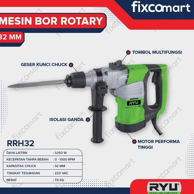 Ryu Rrh 32 / Ryu Mesin Bor Rotary 32 Mm / Mesin Bobok Beton Tembok