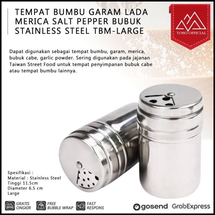

Tempat Bumbu Garam Lada Merica Salt Pepper Bubuk Stainless Tbm-Large