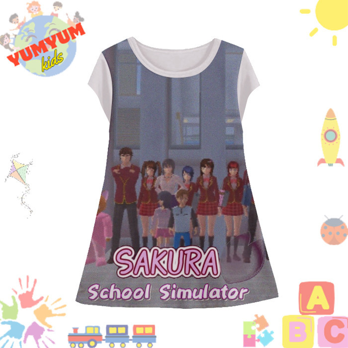 Dress Anak Perempuan Sakura School Simulator v4 Tunik Anak Wanita Permainan Game Simulator Sakura Sc