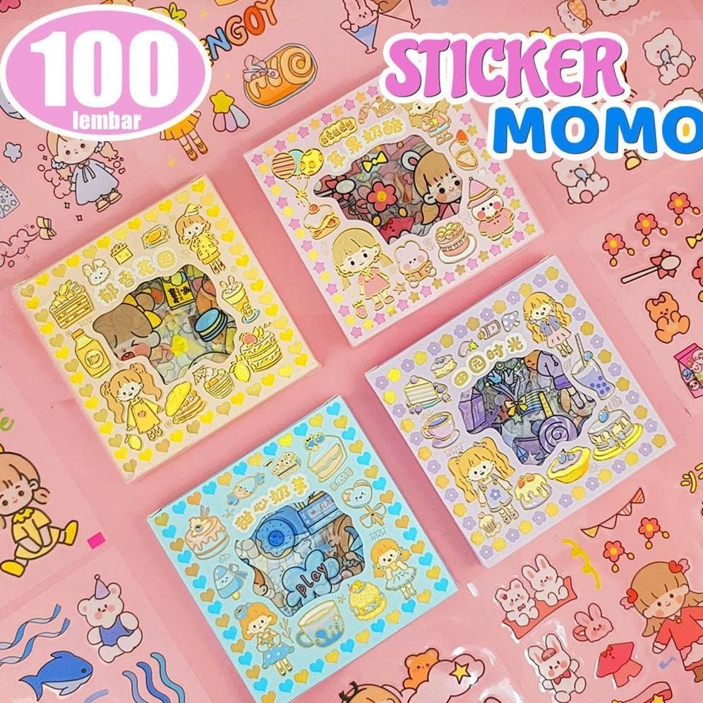 

[ PROMO SPESIAL ] 100 LEMBAR STICKER MOMO/ STICKER JURNAL ASTHETIC / STIKER MOMO BOTOL MINUM LUCU BISA COD