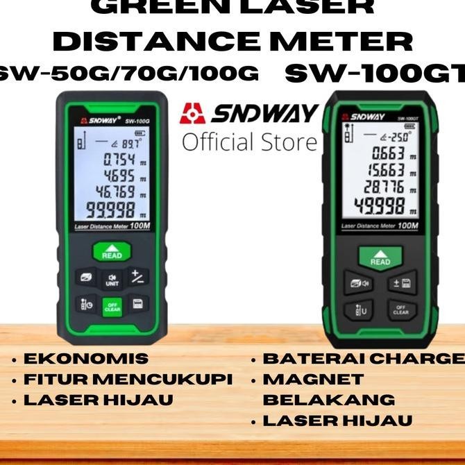 SNDWAY Meteran Digital Green Laser 50 Meter SW-50G Laser Hijau Outdoor
