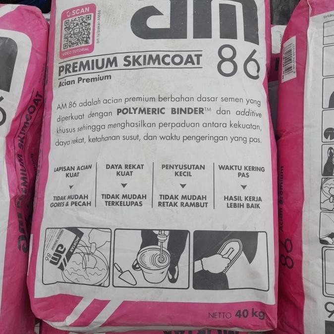 Semen Mortar Am 86 Premium Skimcoat/Acian Premium 40Kg Kualitas Premium