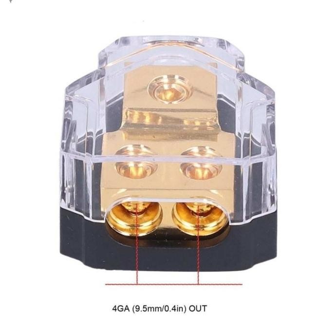 Distribution Block 1x0/4 Awg (in) 2x 4/8 Awg Out (out) Fuse Gold Plate