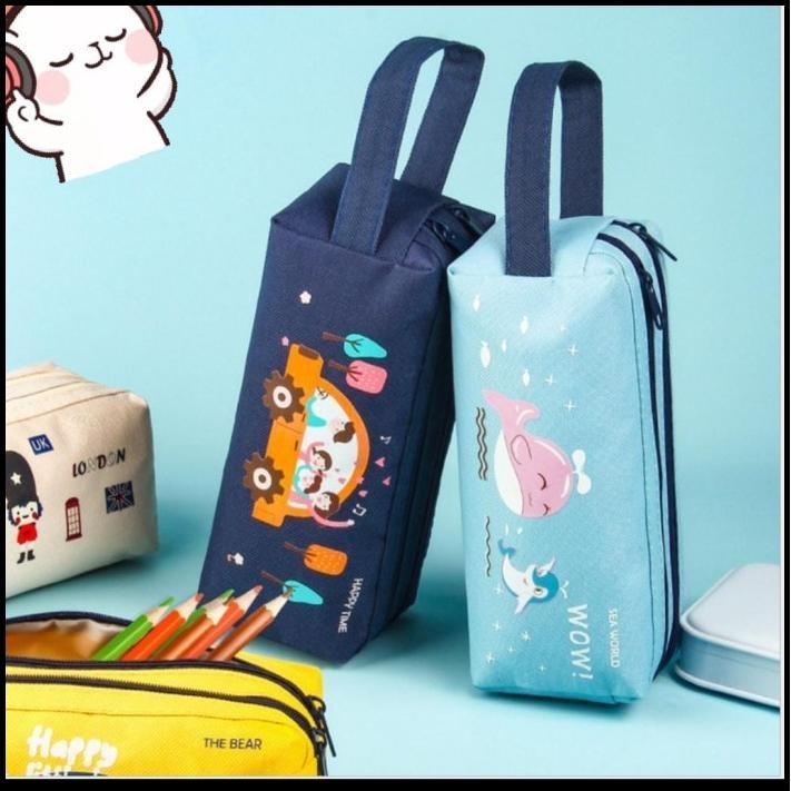 

DISKON KOTAK PENSIL TEMPAT PENSIL SOFTCASE DOBEL COMPARTMENT MULTIFUNGSI !!