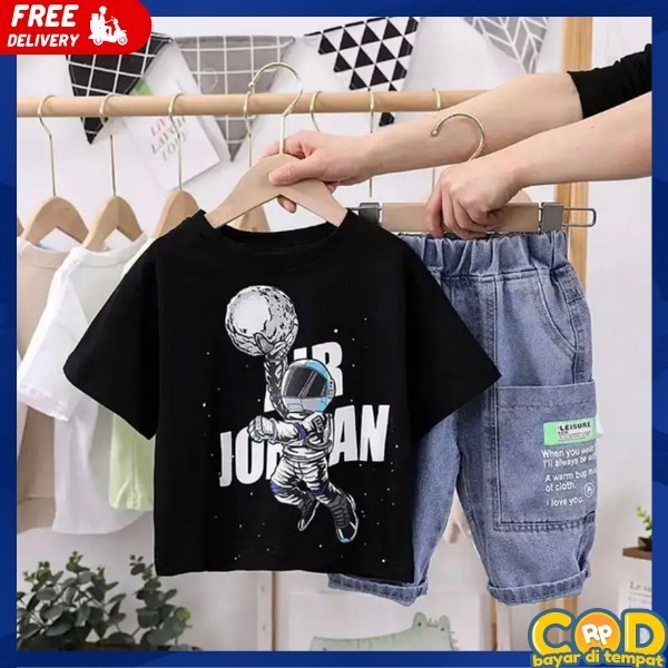Terbaru 2024 Anak Laki Laki Katok Bocah Import Stelan Anaj 1-8 Tahun Det Rompi Celana Baju Kaos Anaj