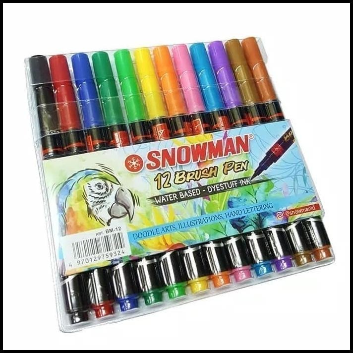 

SNOWMAN BRUSHPEN BRUSH PEN KUAS KALIGRAFI WARNA 12
