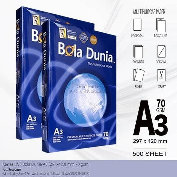 

Kertas Hvs Bola Dunia A3 70 Gram