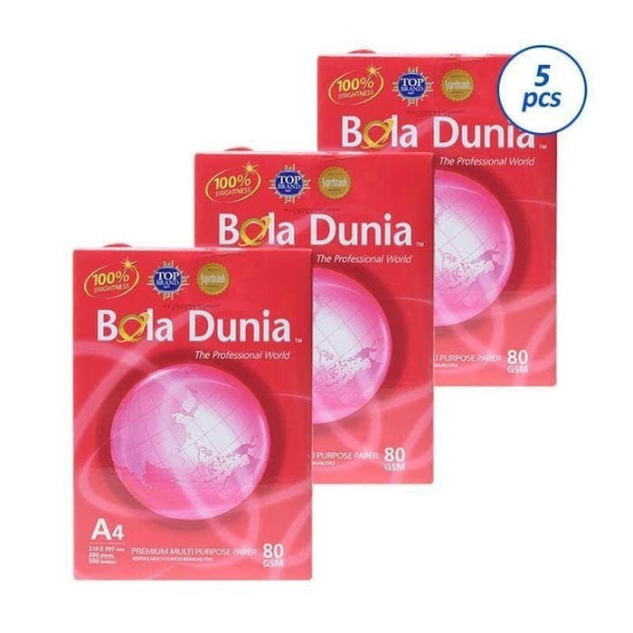 

Kertas Foto Copy Merk Bola Dunia A 4 80 Gr