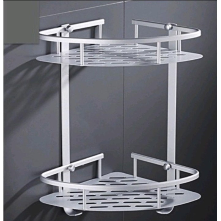 Rak Sabun 2 Tingkat Susun Sudut Kamar Mandi Dinding Shampoo Bumbu Dapu