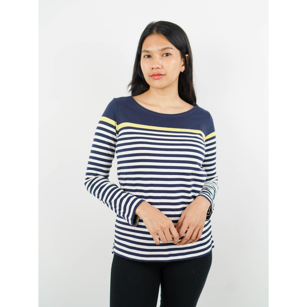 Arber Sole Kaos Lengan Panjang Stripe Navy Putih Kuning