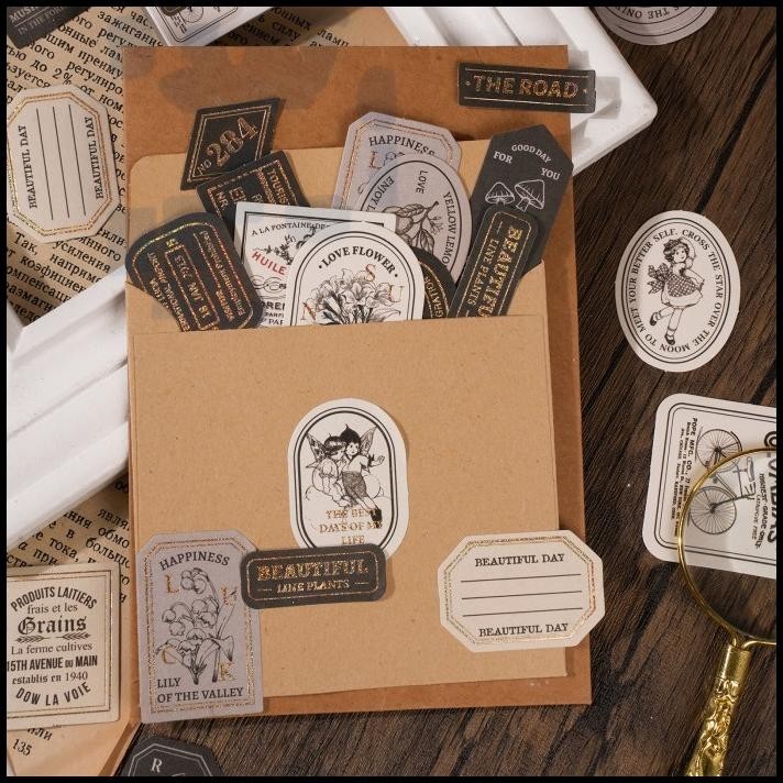 

HOT DEAL SCRAPBOOK STICKER BOX JOURNAL BRONZING EDITION AESTHETIC VINTAGE RETRO !!!!!!