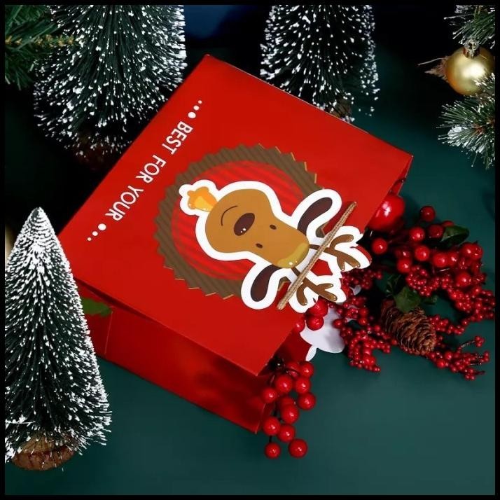 

BEST DEAL KANTONG MERAH MOTIF RUDOLF GOODIE BAG HADIAH TAS HADIAH NATAL XL