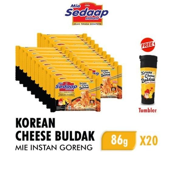 

NEW PRODUK SEDAAP MIE INSTAN GORENG KOREAN CHEESE BULDAK 86GR X 20 FREE TUMBLER !!!!!