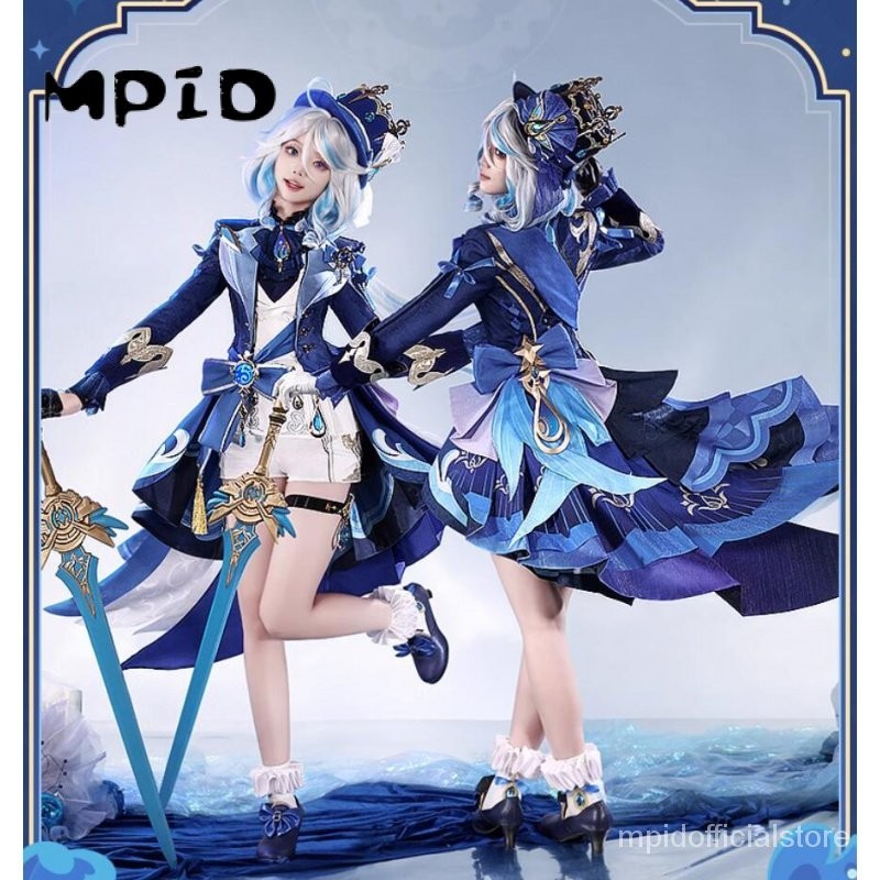 【MPID】1/3 Delusion Genshin Impact Cosplay Furina De Fontaine Costume Furina Kostum Wanita Black Whit