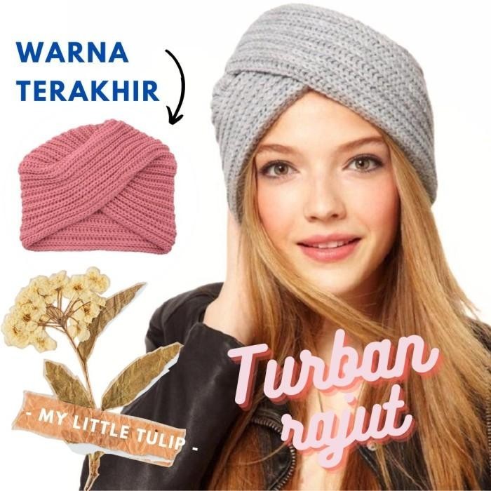 Turban Rajut Polos / Turban Wanita Simple / Topi Turban Bandana Winter