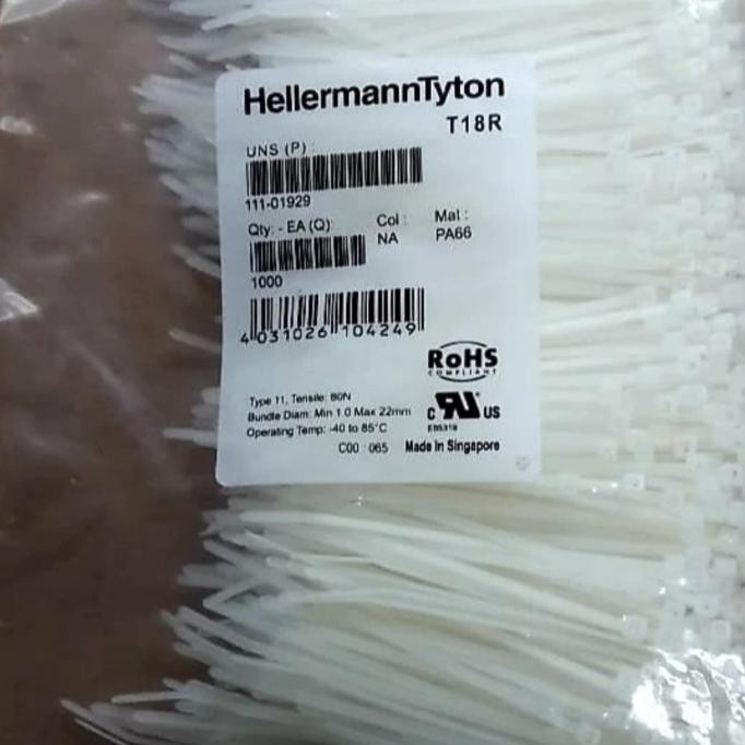 

Hellermann Tyton Insulok T18R Putih/T18R-W Isi 1000 Kabel Ties Cable Kualitas Premium
