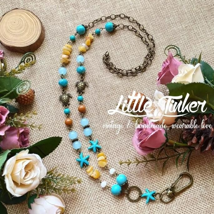 

Kalung Lanyard Tali Id Card Name Tag Batu Sea Shore Premium Murah Baru