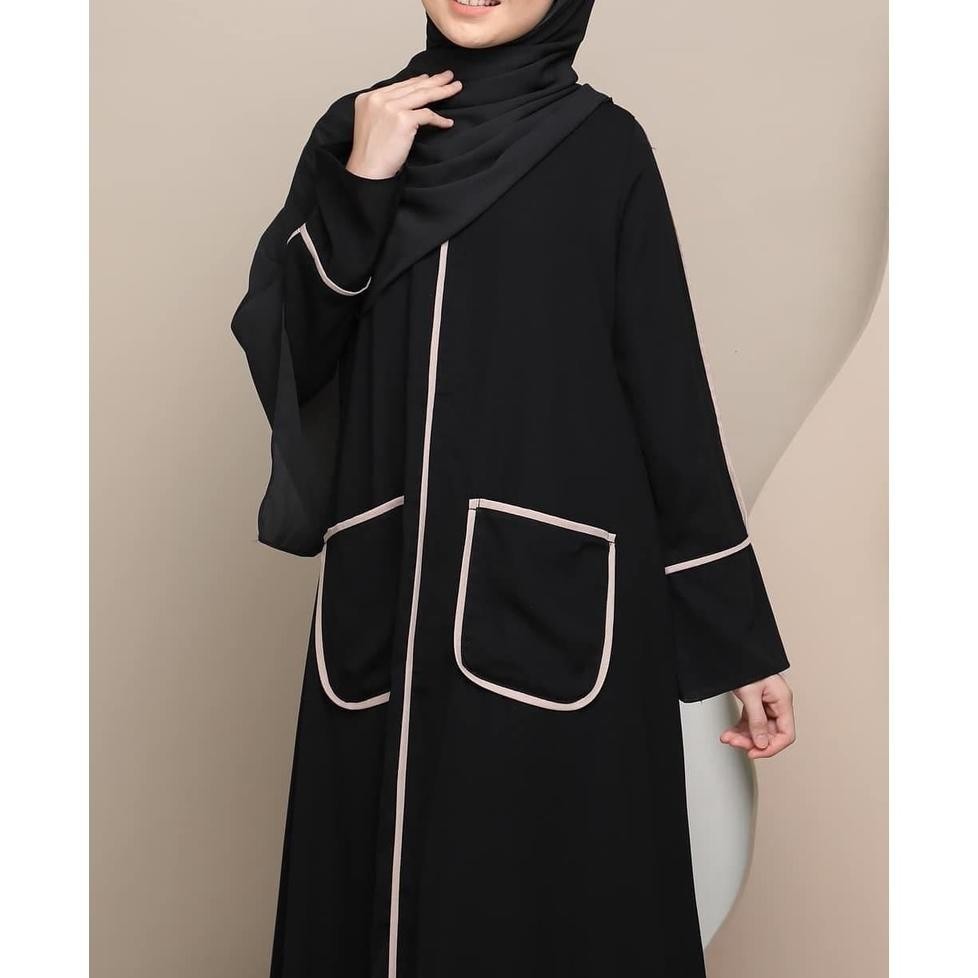 Gamis Abaya Remaja Arab Saudi Hitam Simple Elegan Umroh Dubai Tui Syari Maxi Dress Gamis Abaya Remaj