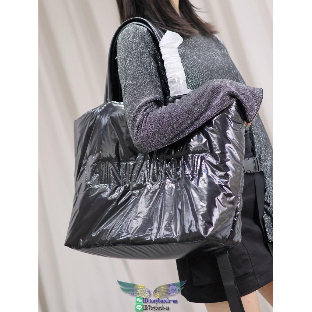 YSL lightweight silk open shoulder tote resort beach bag foldable carryall travel handbag