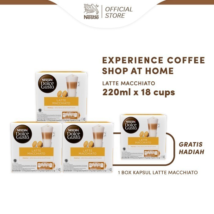 

Nescaf Dolce Gusto Latte Macchiato 3 Box (36 Kapsul = 18 Gelas)