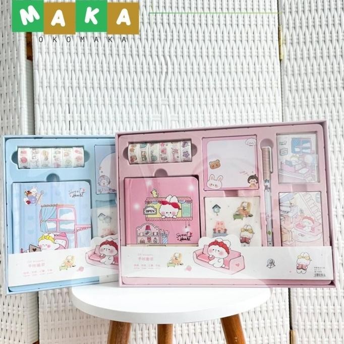 

paket alat tulis 7 in 1 kelinci (4 buku selotip sticky note sticker)