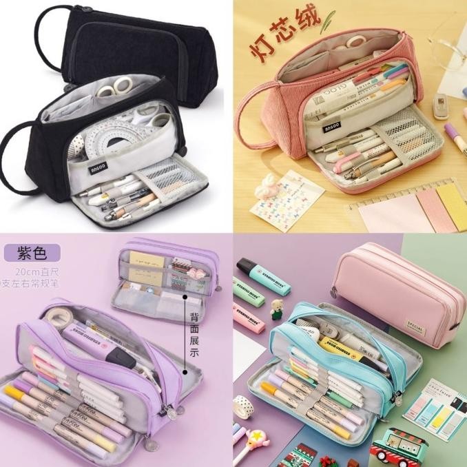 ANGOO Original Pencil Case Corduroi Tempat Pensil Angoo Korean Japan