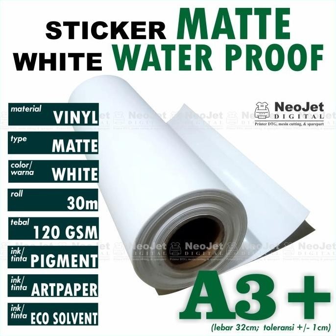 

Stiker Sticker Vinyl Matte Inkjet Water Proof Doff Doft Mate A3+ Putih - 10 Roll