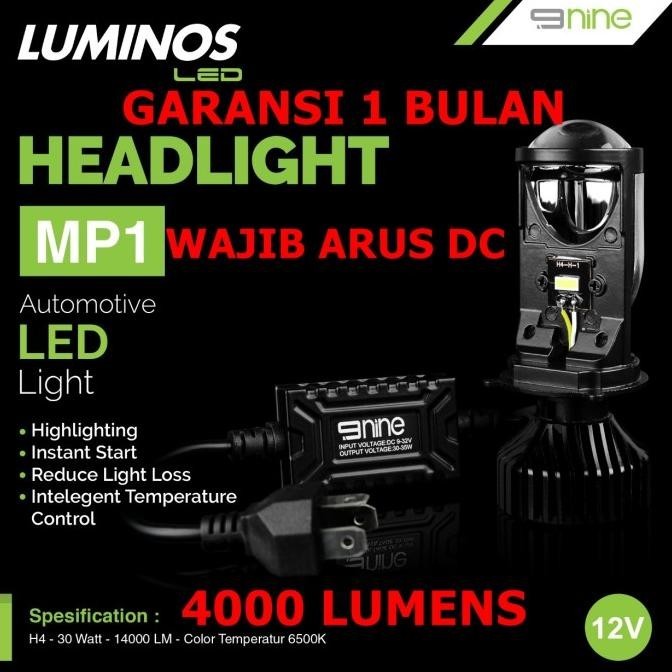 LAMPU LED H4 MINI PROJECTOR MP1 9NINE LUMINOS ORIGINAL SUPER TERANG MO