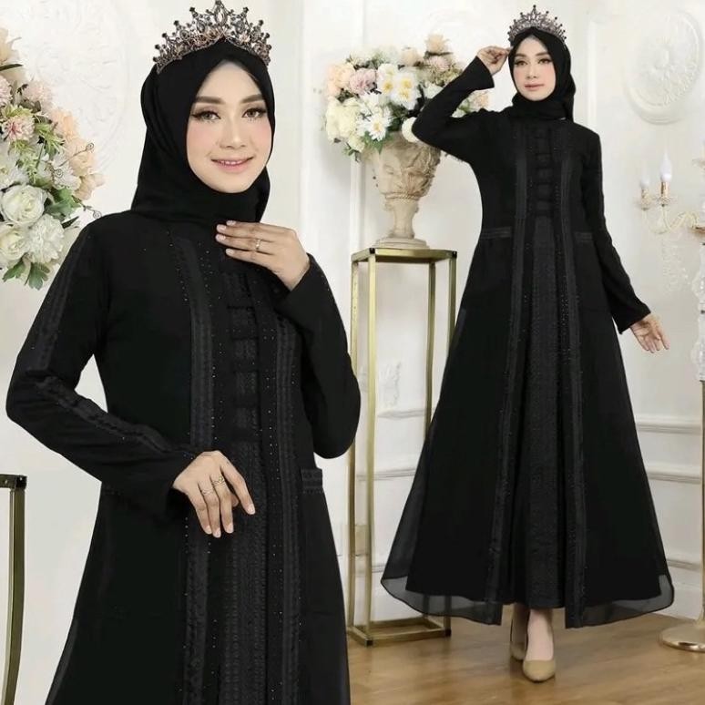 Gamis Abaya Remaja Rina Busana Bordir Hitam Hitam Bordir Baju Hitam Polos Hitam Tuey Tuy Hitam Remaj