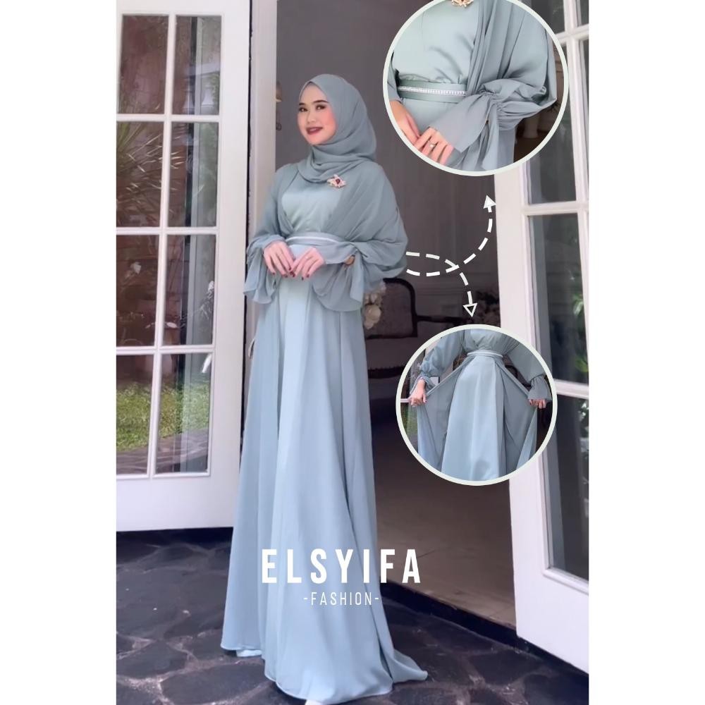Gamis Abaya Remaja Berdin Kondangan Ceruty Badoll Exclusive Satin Elsyifa Gamis Abaya Remaja