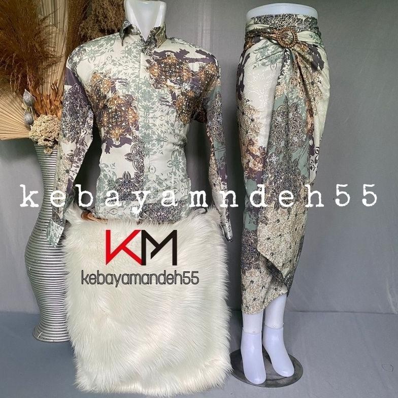 XCV KEBAYAMANDEH55 - [MLY MINT] - SET COUPLE KEMEJA BATIK PRIA ROK PLISKET ROK LILIT ROK WIRON,DUYUN