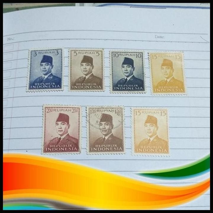 [BKS] PERANGKO KUNO SOEKARNO 1966 7PCS (BEKAS)