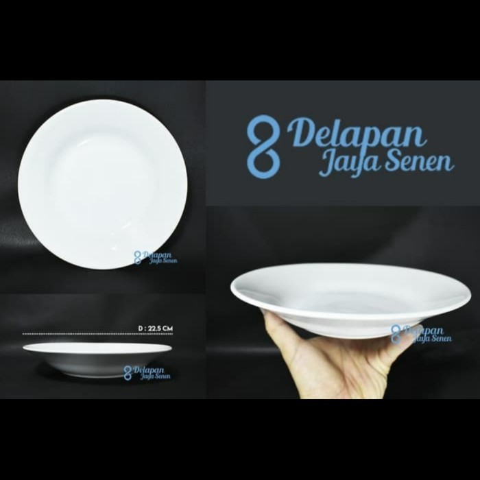 Piring Makan Keramik Putih Polos SB Tebal Awet Kuat Premium Sunbird 9" Piring Makan Ukuran Standard 