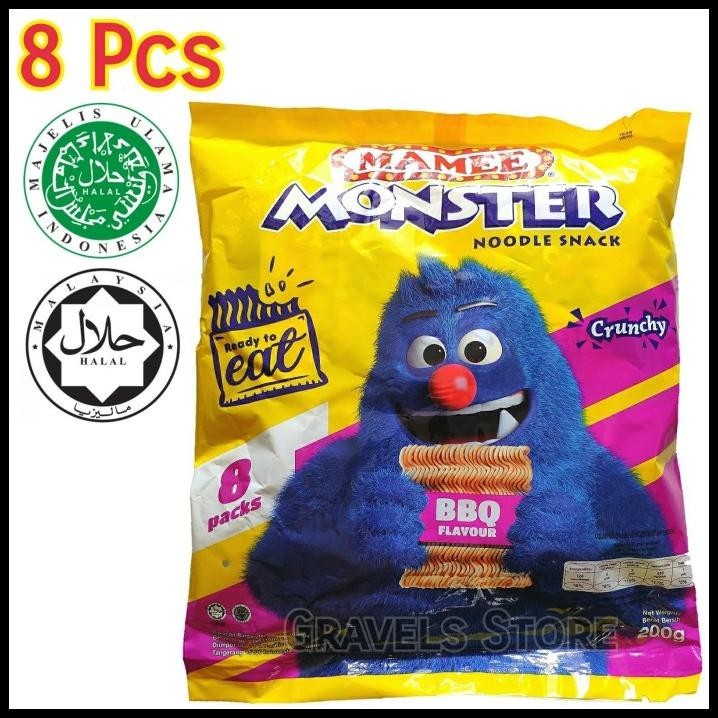 

[8 Pcs] Logo Halal - Mamee Monster Snack Rasa Bbq - Barbeque Malaysia