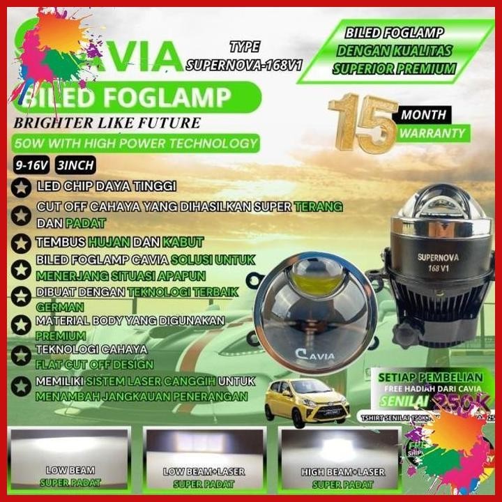 (getz) cavia-premium lampu biled led foglamp projector toyota agya