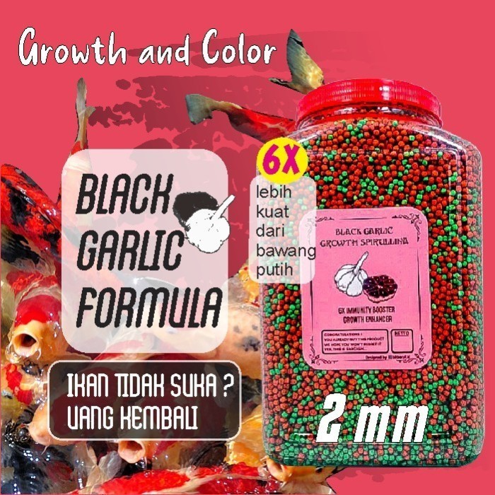 PELET IKAN KOI GROWTH SPIRULINA BAWANG HITAM BLACK GARLIC 6X STRONG