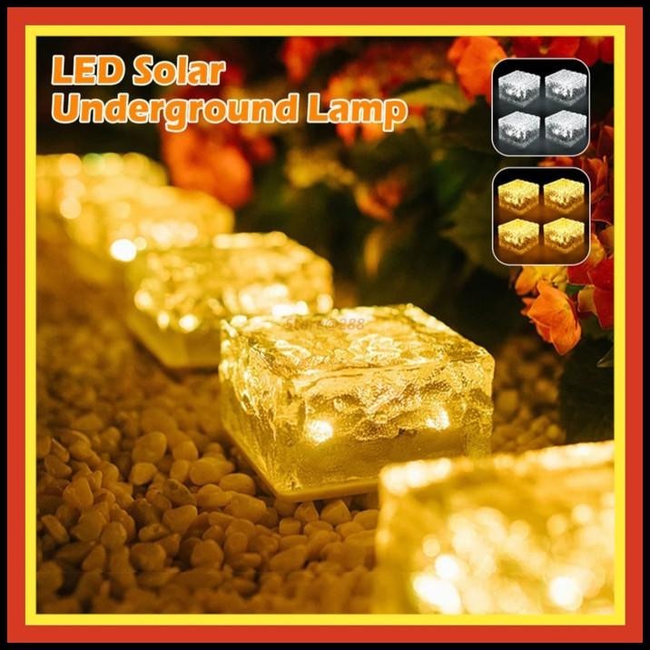 LAMPU HIAS TAMAN LANTAI TENAGA SURYA SOLAR ICE GLASS LED TANAM JALAN