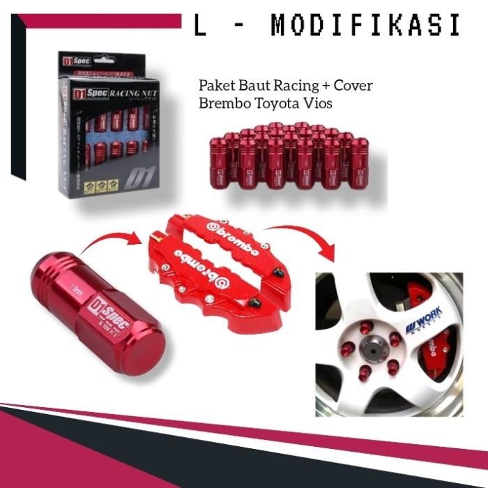 Paket Baut Racing D1 Spec + Cover Brembo Mobil Toyota Vios Import Premium