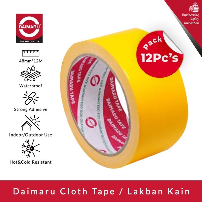 

DAIMARU CLOTH TAPE LAKBAN KAIN WARNA KUNING 48 MM X 12 METER