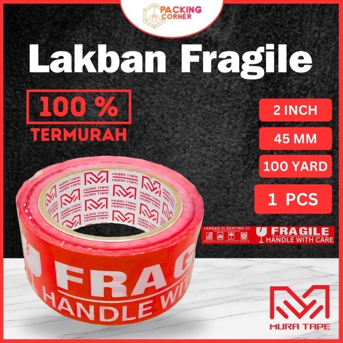 

LAKBAN FRAGILE MERAH 2 INCH 100 YARD JANGAN DIBANTING 48 45 MM 2" 100Y